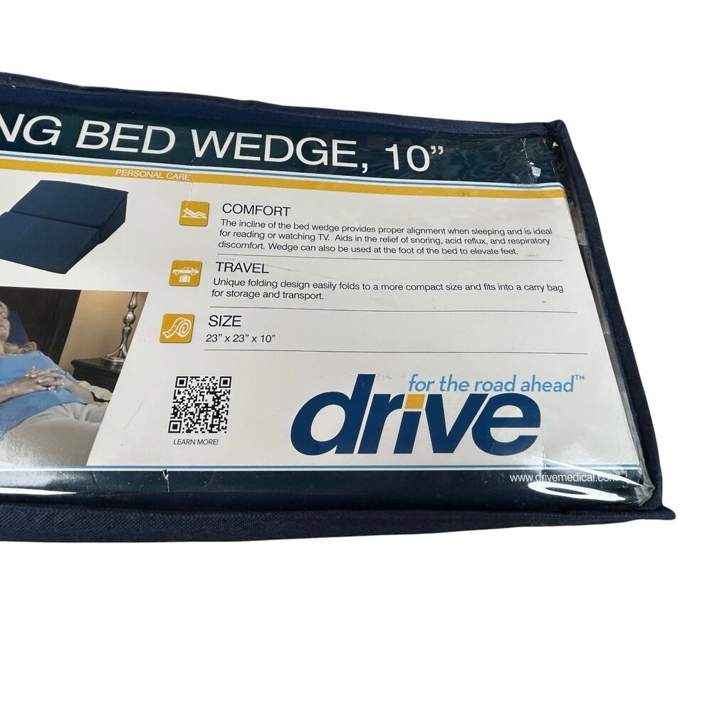 Drive Medical Folding Bed Wedge Pillow 10” – Navy Blue - Picture 2 of 9